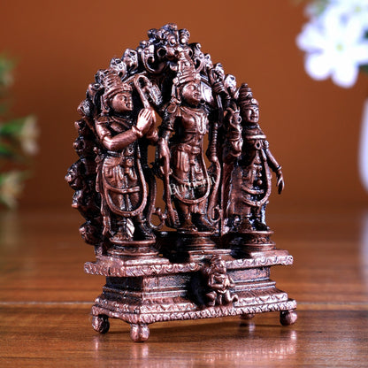 Pure Copper Ram Darbar Miniature Idol Set | Lord Ram Sita Lakshman Hanuman Murti - Budhshiv.com
