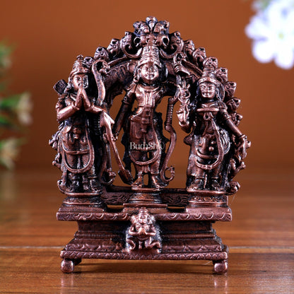 Pure Copper Ram Darbar Miniature Idol Set | Lord Ram Sita Lakshman Hanuman Murti - Budhshiv.com