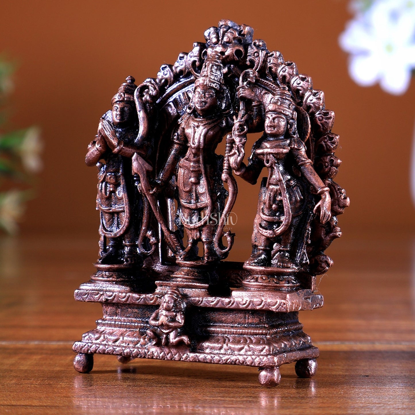 Pure Copper Ram Darbar Miniature Idol Set | Lord Ram Sita Lakshman Hanuman Murti - Budhshiv.com
