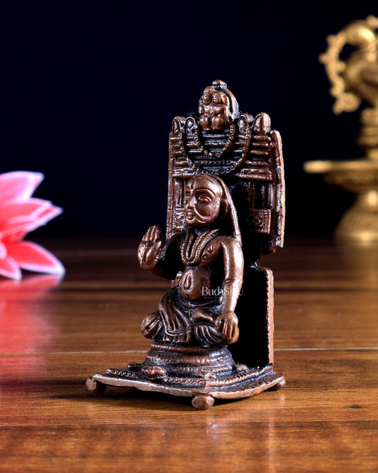 Pure Copper Ranganathan Swamy Miniature Idol 2 inch - Budhshiv.com