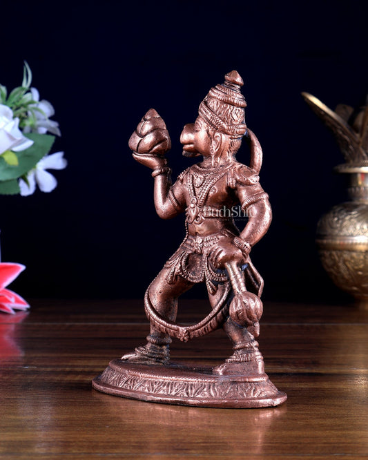 Pure Copper Sanjeevani Hanuman Idol 4.9 inch - Budhshiv.com