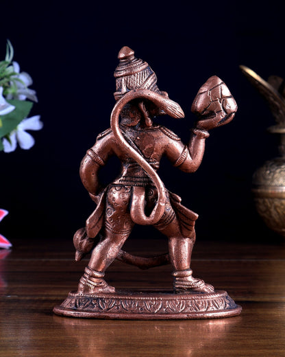 Pure Copper Sanjeevani Hanuman Idol 4.9 inch - Budhshiv.com