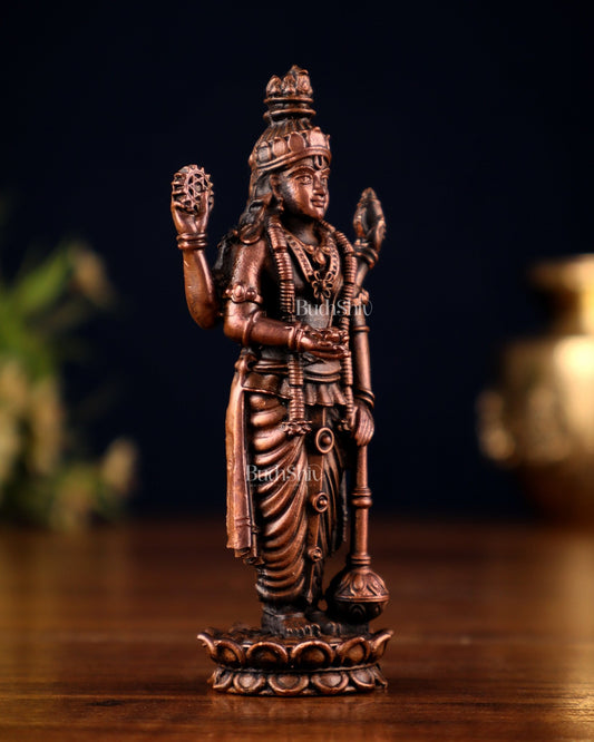 Pure Copper Satyanarayana (Lord Vishnu) Miniature Idol 5 inch - Budhshiv.com