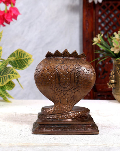 Pure Copper Sheshanaag Peeta | Handcrafted Copper Serpent Base - Budhshiv.com