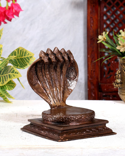 Pure Copper Sheshanaag Peeta | Handcrafted Copper Serpent Base - Budhshiv.com