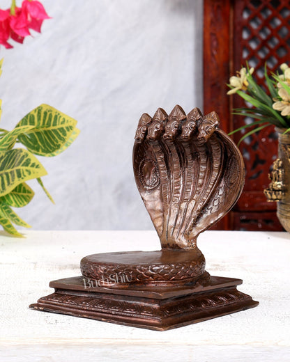 Pure Copper Sheshanaag Peeta | Handcrafted Copper Serpent Base - Budhshiv.com