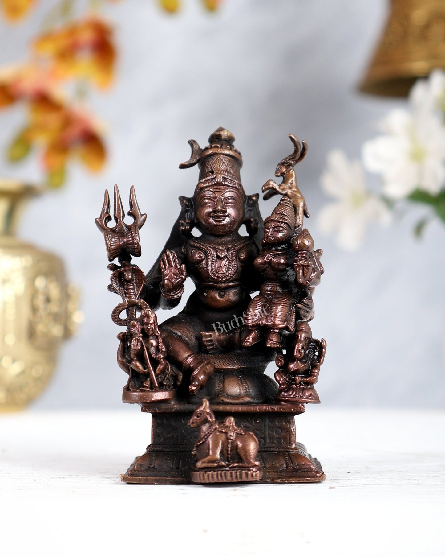 Pure Copper Shiv Parivar Vigraha Idol - 4" - Budhshiv.com