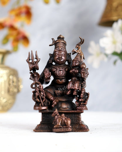 Pure Copper Shiv Parivar Vigraha Idol - 4" - Budhshiv.com