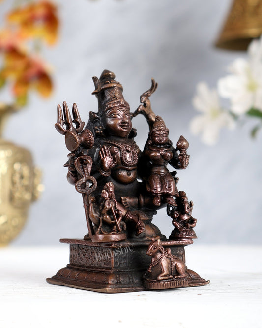 Pure Copper Shiv Parivar Vigraha Idol - 4" - Budhshiv.com
