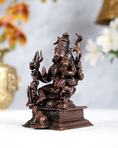 Pure Copper Shiv Parivar Vigraha Idol - 4" - Budhshiv.com