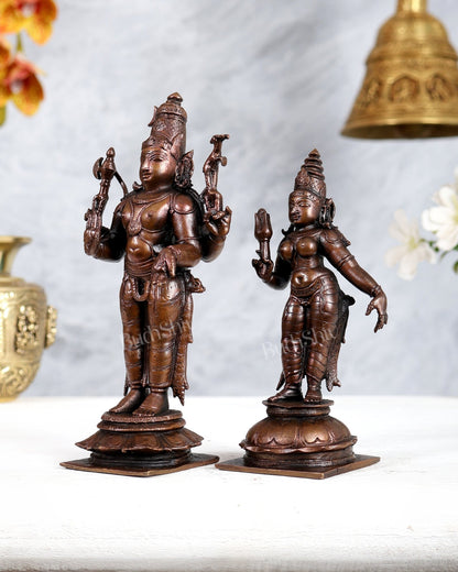 Pure Copper Shiva Parvati Standing Utsava Murti Set – Divine Couple Idols (6.1 & 5.1 Inches) - Budhshiv.com