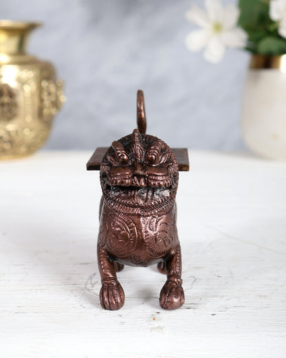 Pure Copper Simha Lion Yali Peeta Singhasan – Mini Decorative Throne Base (3 Inches) - Budhshiv.com