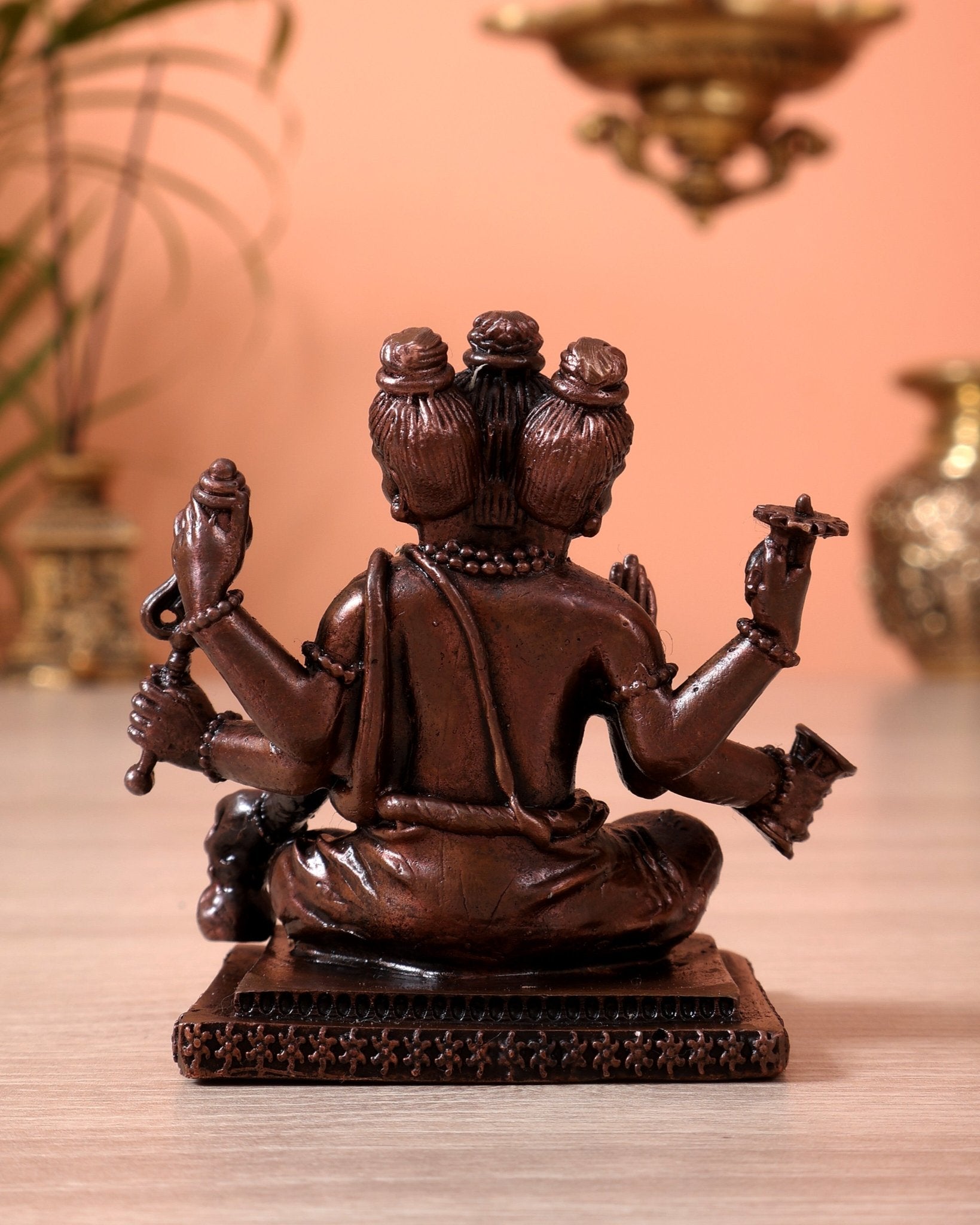 Pure Copper Sitting Dattatreya Guru Idol – Mini Divine Statue (2.75 Inch, 258 gm) - Budhshiv.com