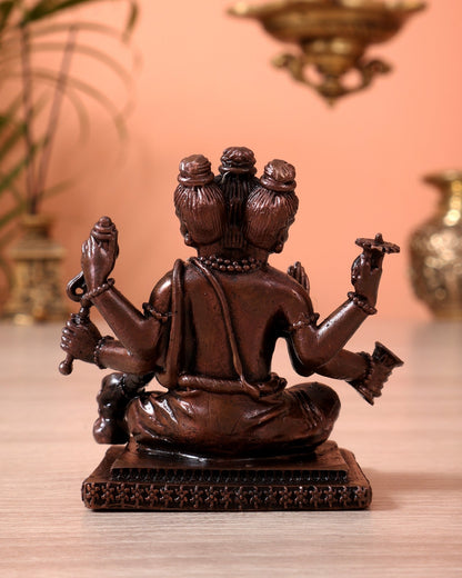 Pure Copper Sitting Dattatreya Guru Idol – Mini Divine Statue (2.75 Inch, 258 gm) - Budhshiv.com