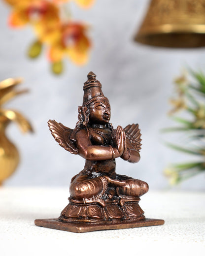 Pure Copper Sitting Garuda Idol – Divine Vishnu Vahana Sculpture (2.5 Inches) - Budhshiv.com