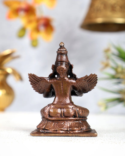 Pure Copper Sitting Garuda Idol – Divine Vishnu Vahana Sculpture (2.5 Inches) - Budhshiv.com