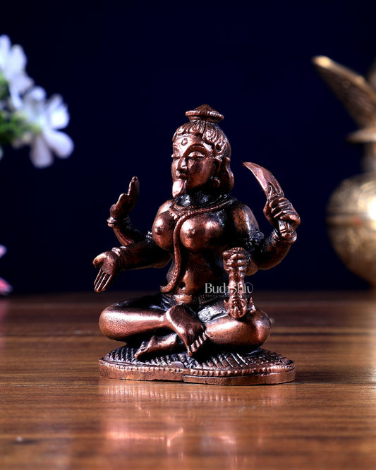 Pure Copper Sitting Kali Meditation Idol | Mini 3 inch - Budhshiv.com