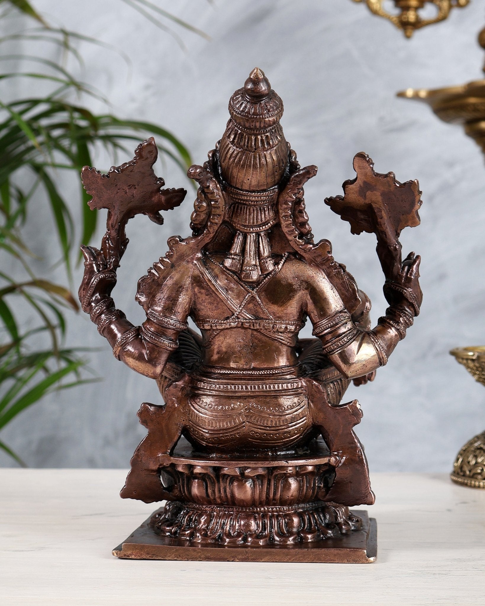 Pure Copper Solid Yoga Narasimha Idol – Large & Heavy 7.5 inch - Budhshiv.com