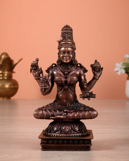 Pure Copper Sringeri Sharada Devi Mahavidya Roopam Idol – Saraswati Form Without Veena Statue 5" - Budhshiv.com