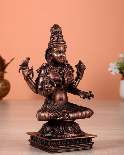 Pure Copper Sringeri Sharada Devi Mahavidya Roopam Idol – Saraswati Form Without Veena Statue 5" - Budhshiv.com