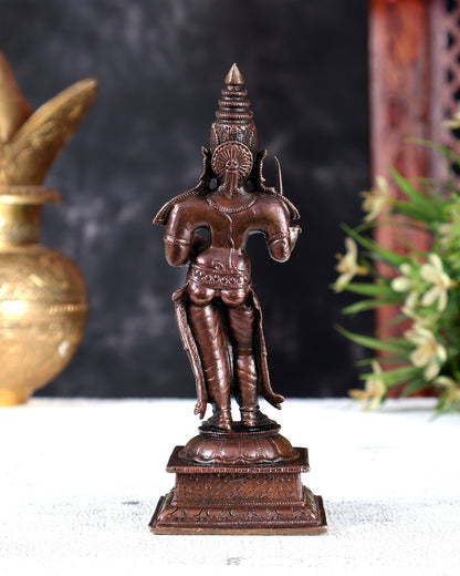 Pure Copper Standing Mariamman Idol – Handcrafted Divine Goddess Statue 5.5 inch - Budhshiv.com
