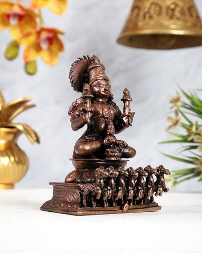Pure Copper Surya Dev Rath Idol - Handcrafted 4.5 Inch Statue - Budhshiv.com