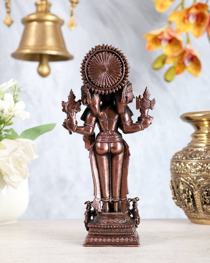 Pure Copper Surya Narayana with Seven Horses Chariot – Standing Sun God Idol 7" - Budhshiv.com