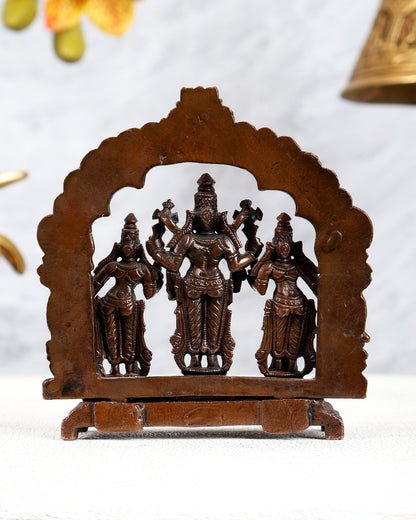 Pure Copper Tirupati Balaji with Bhudevi Sridevi Kalyanam Idols – Thiruvarchi Prabhavali Set (4 Inches) - Budhshiv.com