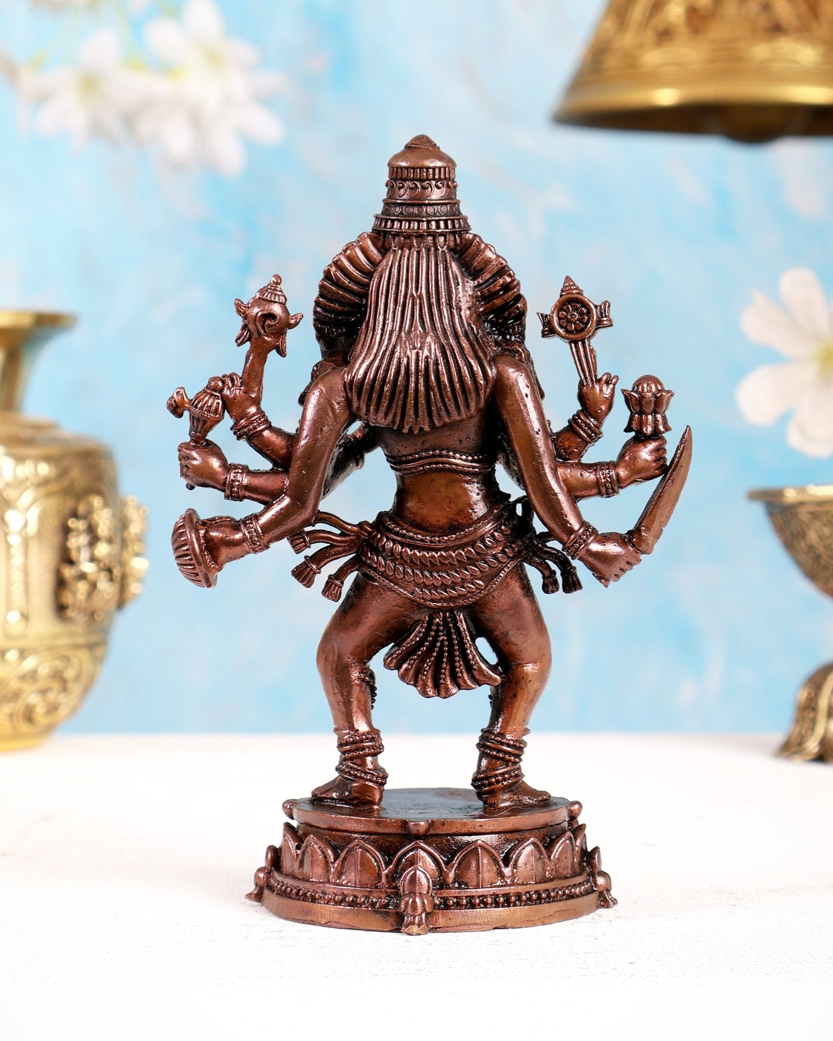 Pure Copper Ugra Narasimha Idol – Mayapur Roop Divine Protection Statue (5 Inch) - Budhshiv.com