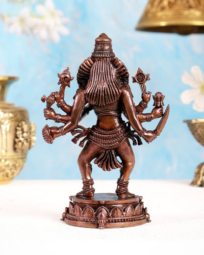 Pure Copper Ugra Narasimha Idol – Mayapur Roop Divine Protection Statue (5 Inch) - Budhshiv.com