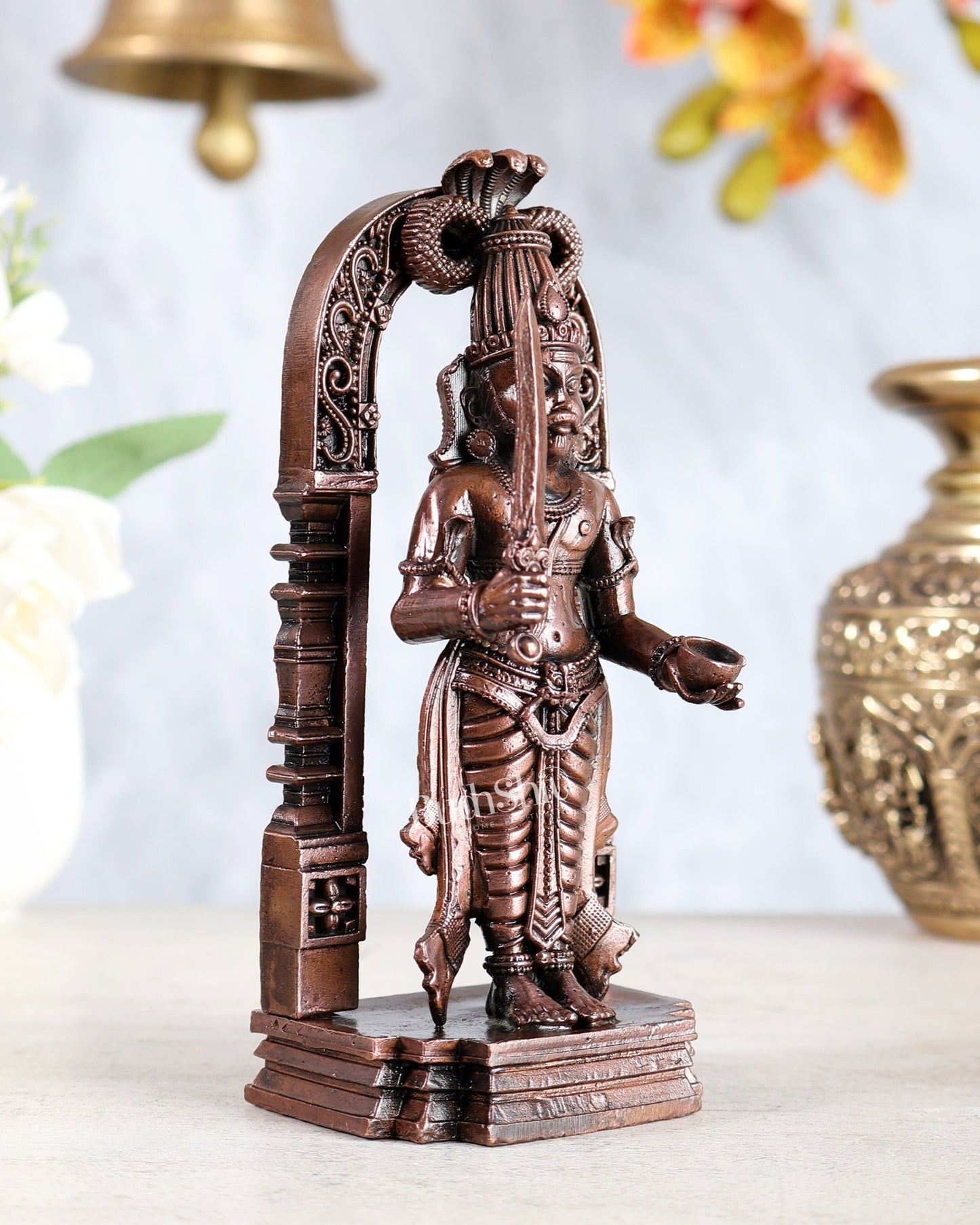 Pure Copper Vetoba (Vetal) Bhairava Idol – Shaivite Kshetrapal Guardian Deity Sculpture - Budhshiv.com