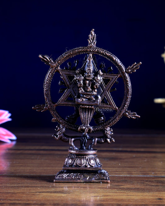 Pure Copper Vishnu Sudarshana Chakra & Narasimha Chakratalwar Idol - Budhshiv.com