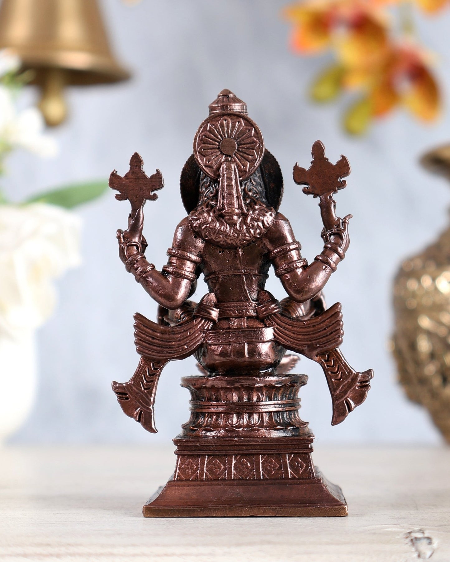 Pure Copper Yog Narasimha Idol 4" - Budhshiv.com