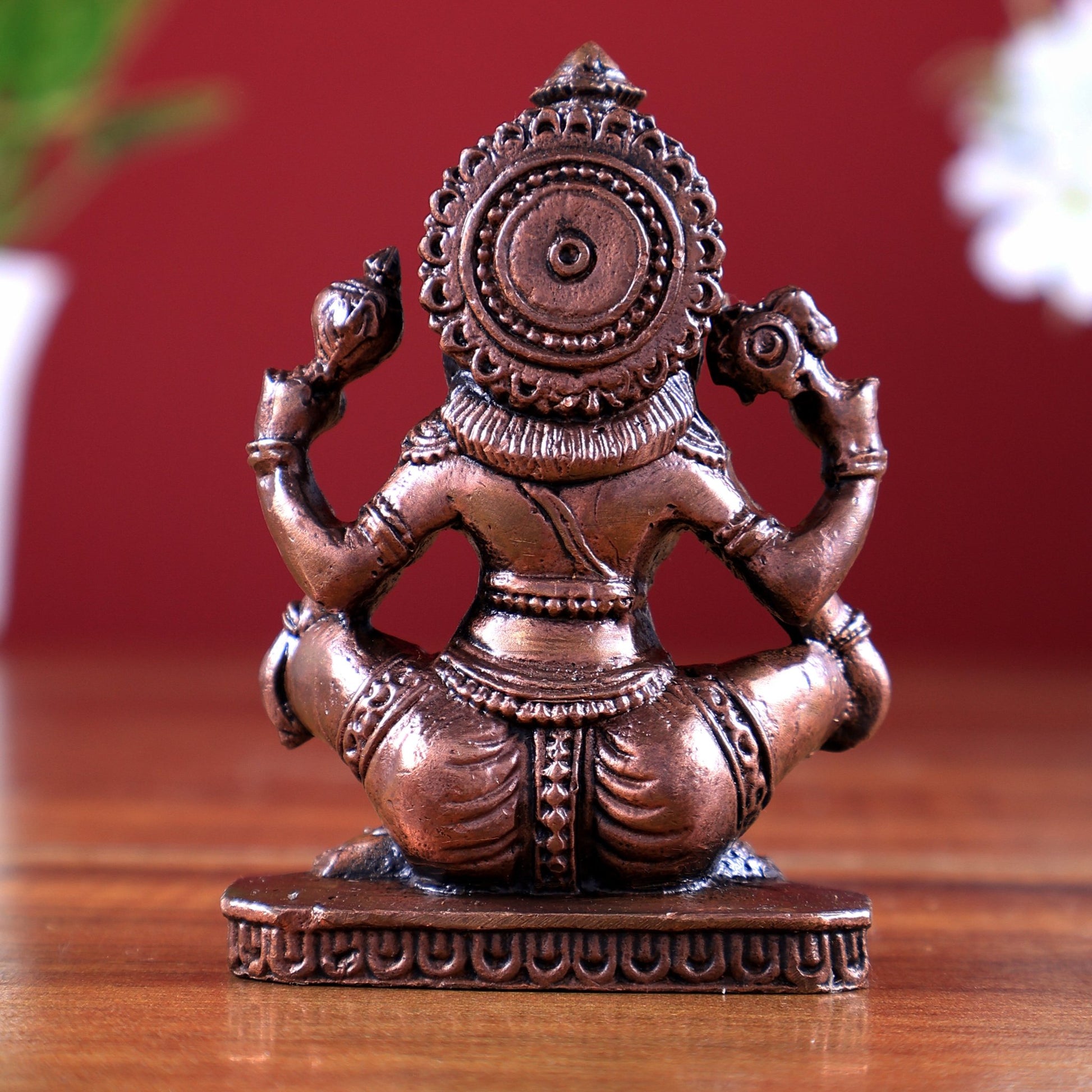 Pure Copper Yog Narasimha Miniature Idol 3 inch - Budhshiv.com