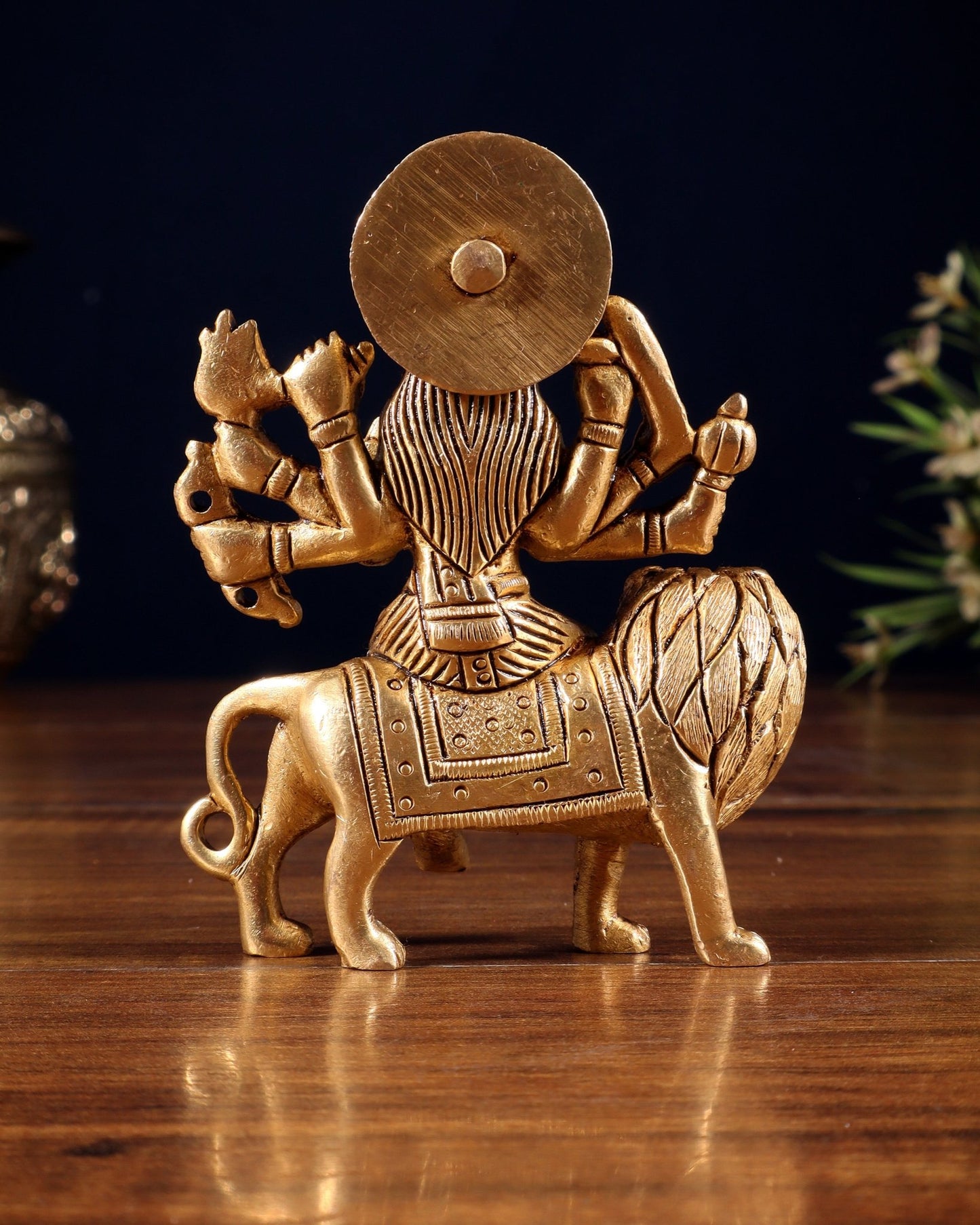 Pure Solid Brass Goddess Durga Idol – 4" Height, 550g - Budhshiv.com