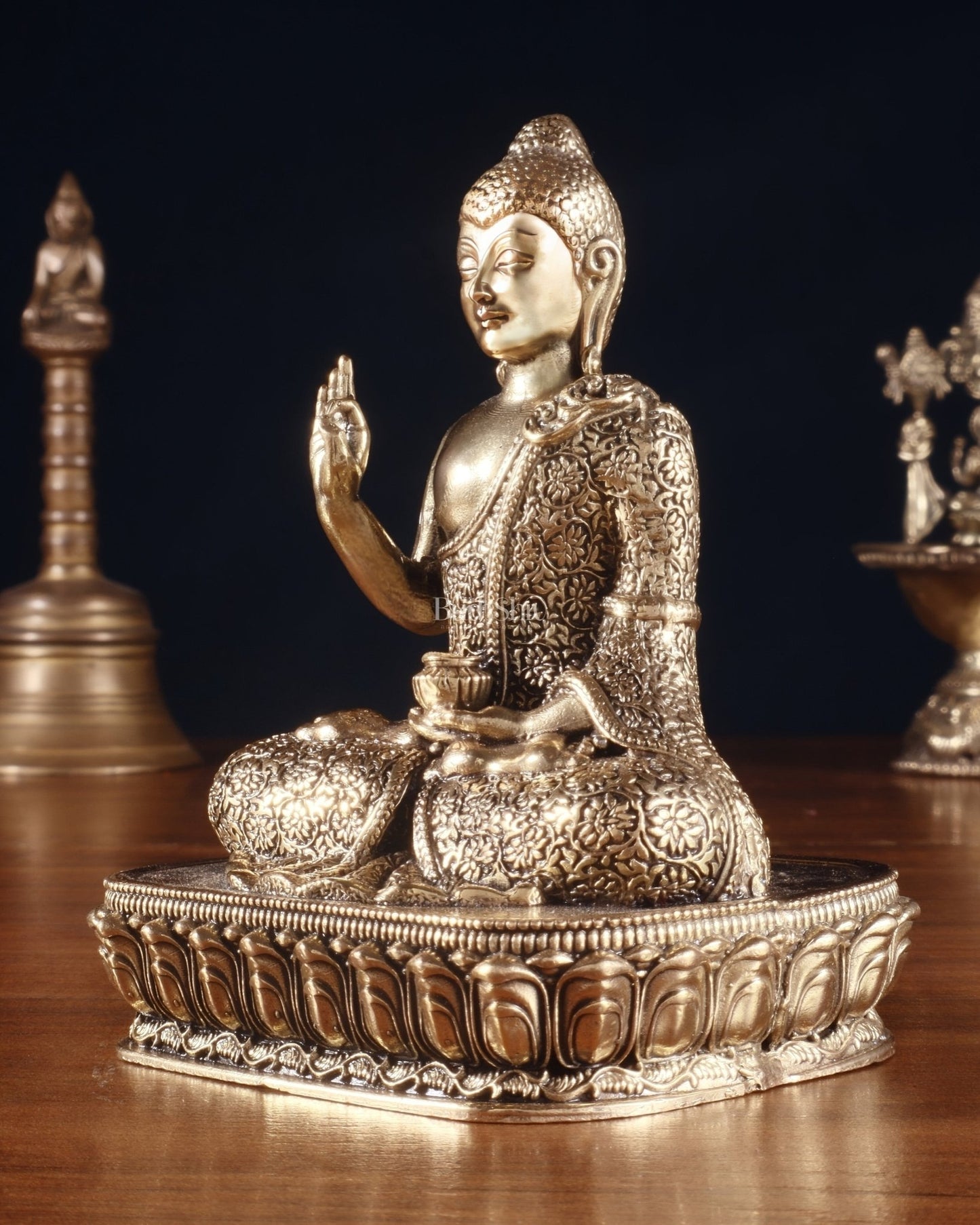Pure Superfine Brass Blessing Buddha Idol 4" - Budhshiv.com