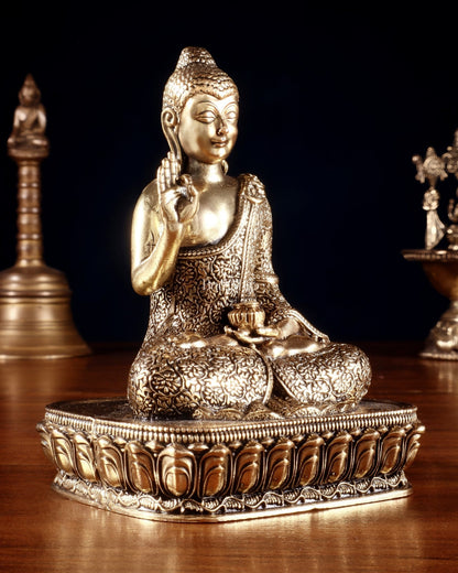 Pure Superfine Brass Blessing Buddha Idol 4" - Budhshiv.com