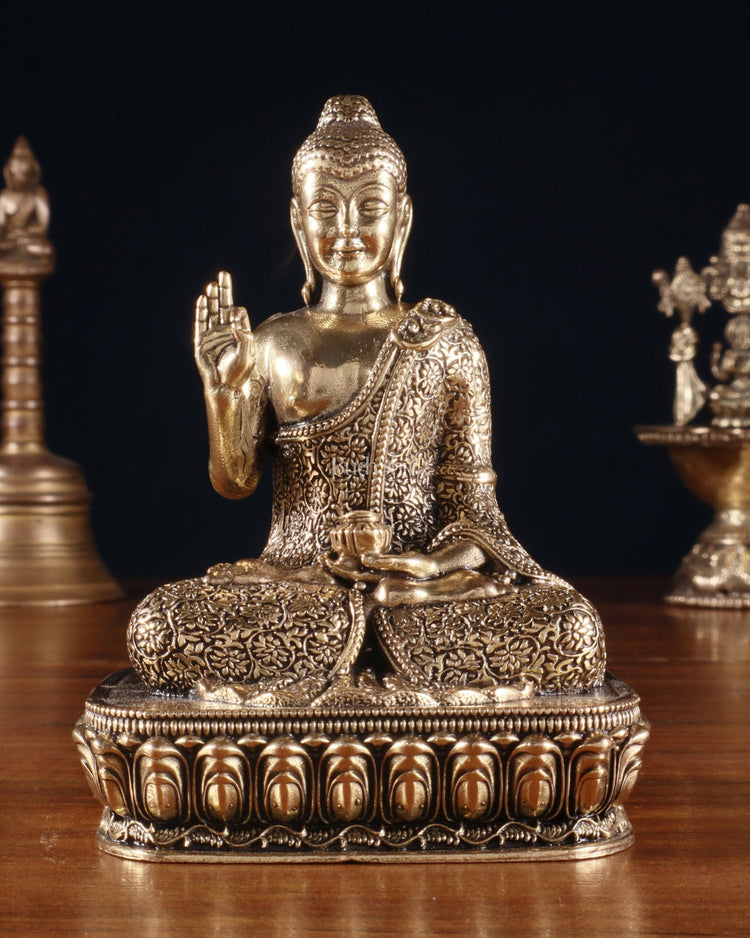 Pure Superfine Brass Blessing Buddha Idol 4" - Budhshiv.com