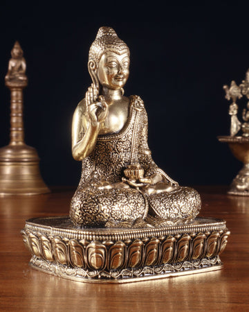 Pure Superfine Brass Blessing Buddha Idol 4" - Budhshiv.com