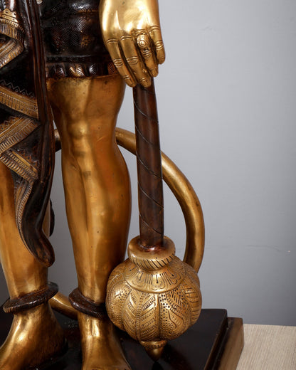 Pure Superfine Brass Large Standing Hanuman Statue 38" - Budhshiv.com