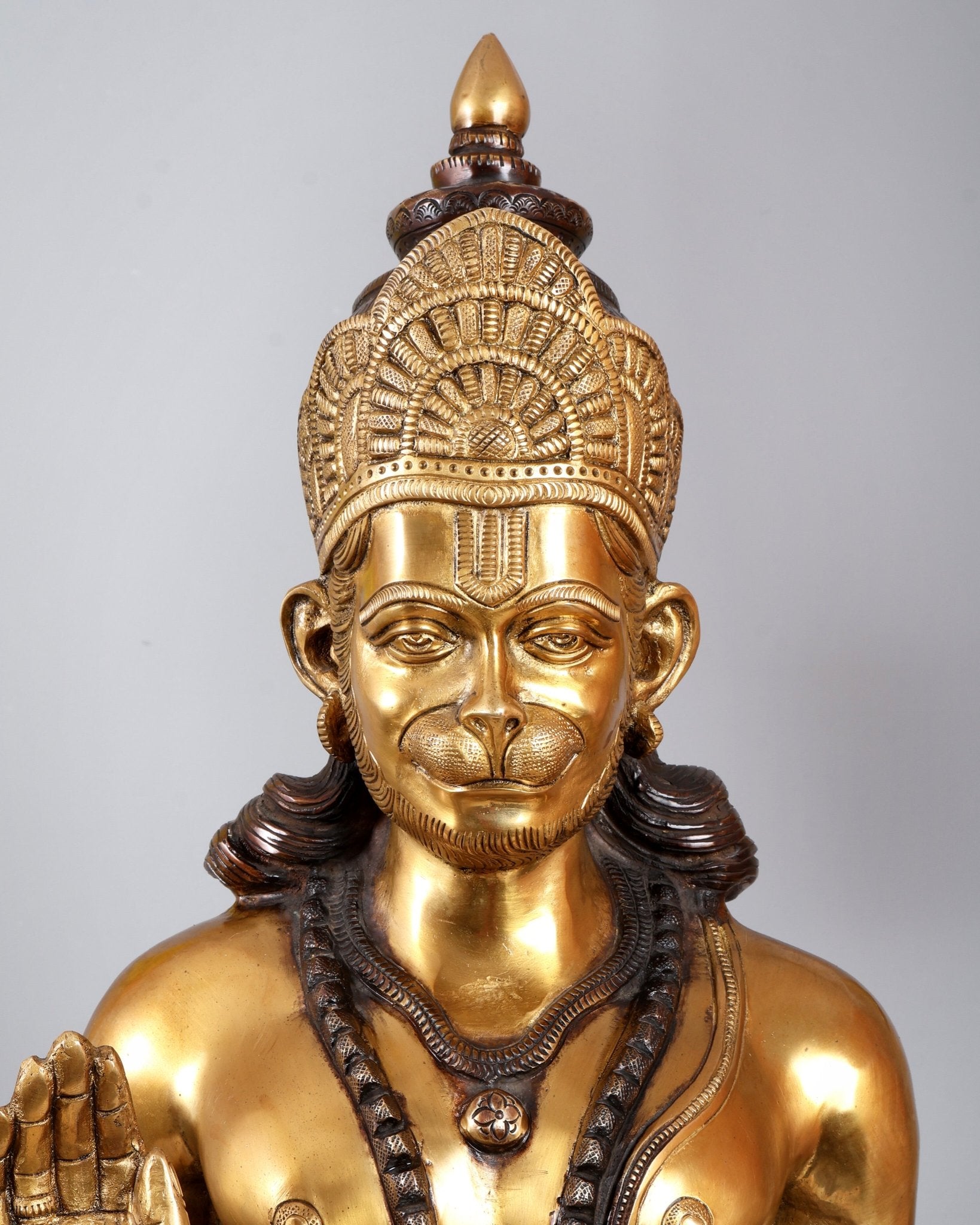 Pure Superfine Brass Large Standing Hanuman Statue 38" - Budhshiv.com
