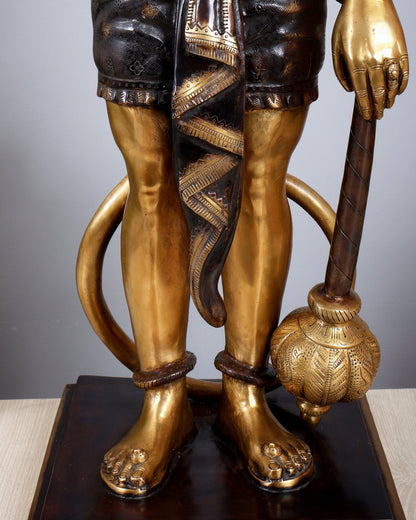 Pure Superfine Brass Large Standing Hanuman Statue 38" - Budhshiv.com