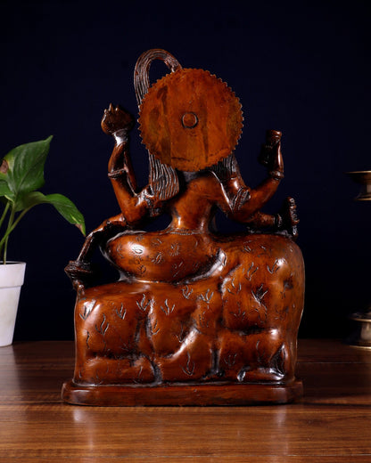 Pure Superfine Brass Shiva and Parvati Ananda Murti - 11" - Budhshiv.com