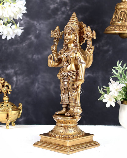 Pure Superfine Brass Vishnu Idol 12.5" Height - Budhshiv.com