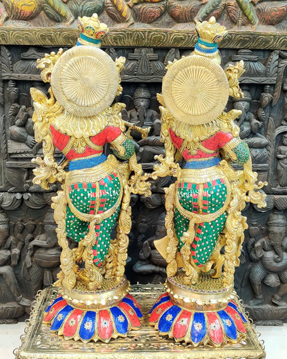 Radha Krishna Brass Idols - 27" - Budhshiv.com