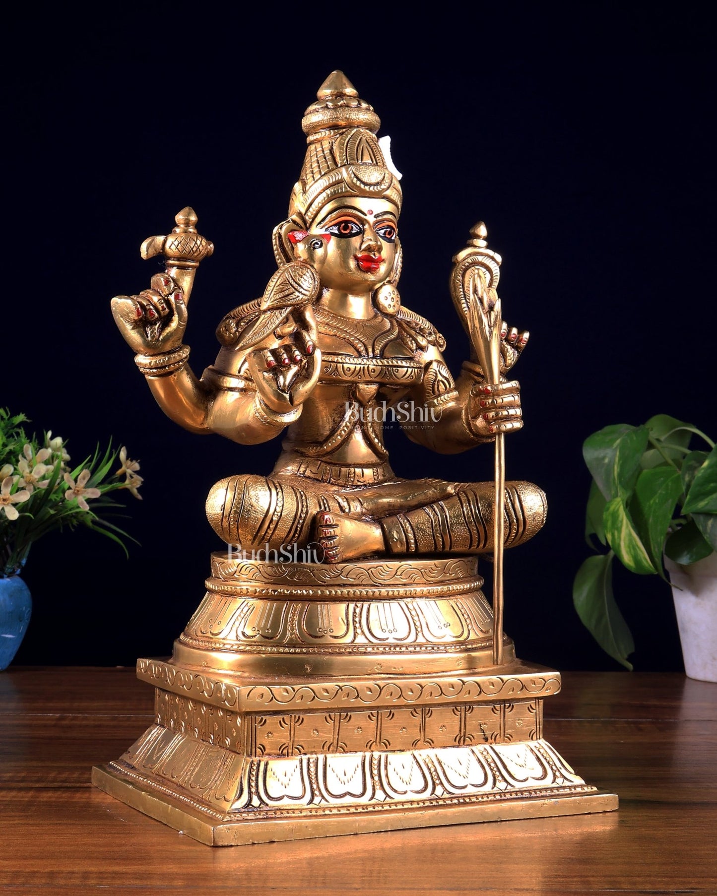 Rajarajeshwari Lalita Devi, Kamakshi, Brass idol 12" - Budhshiv.com