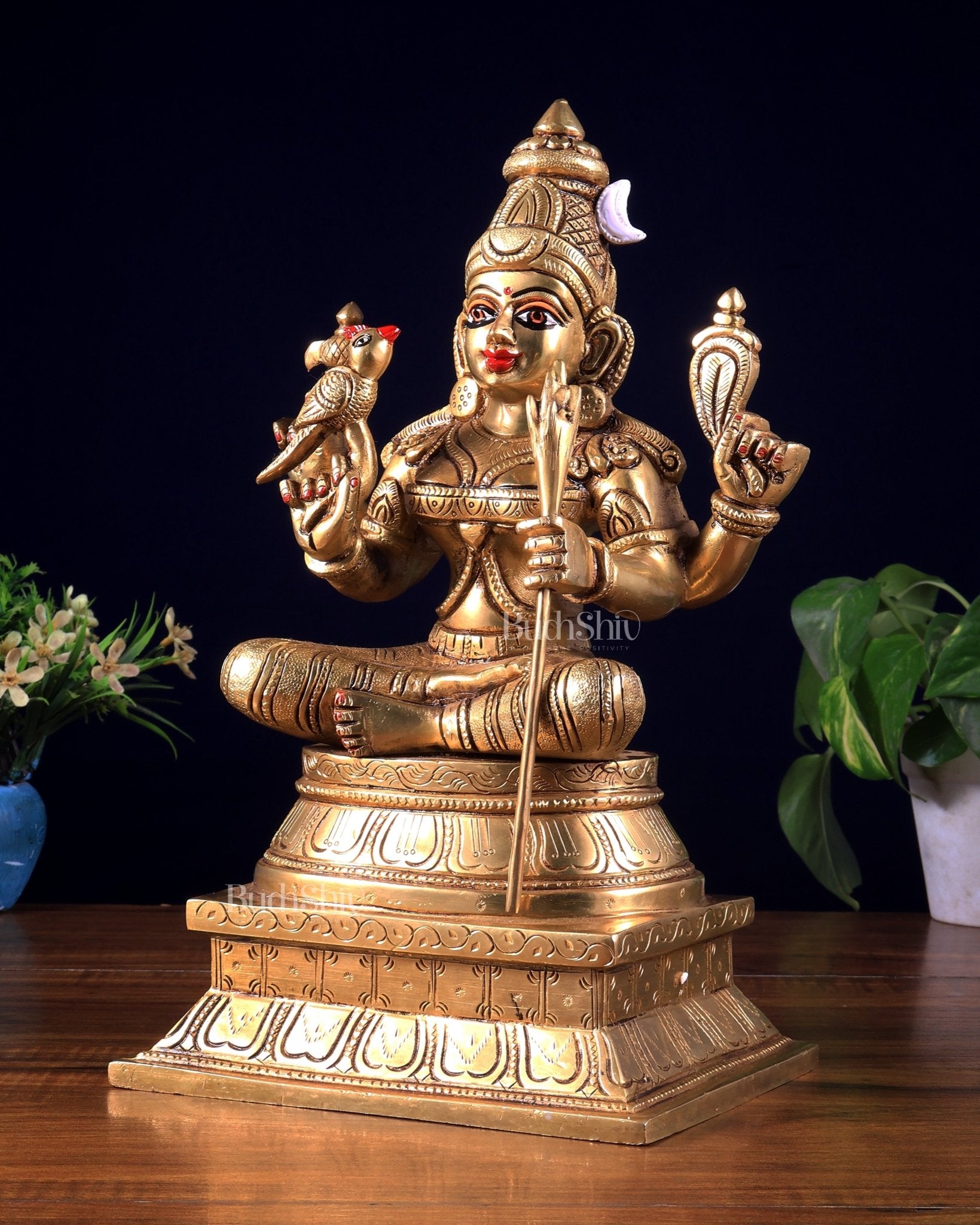 Rajarajeshwari Lalita Devi, Kamakshi, Brass idol 12" - Budhshiv.com