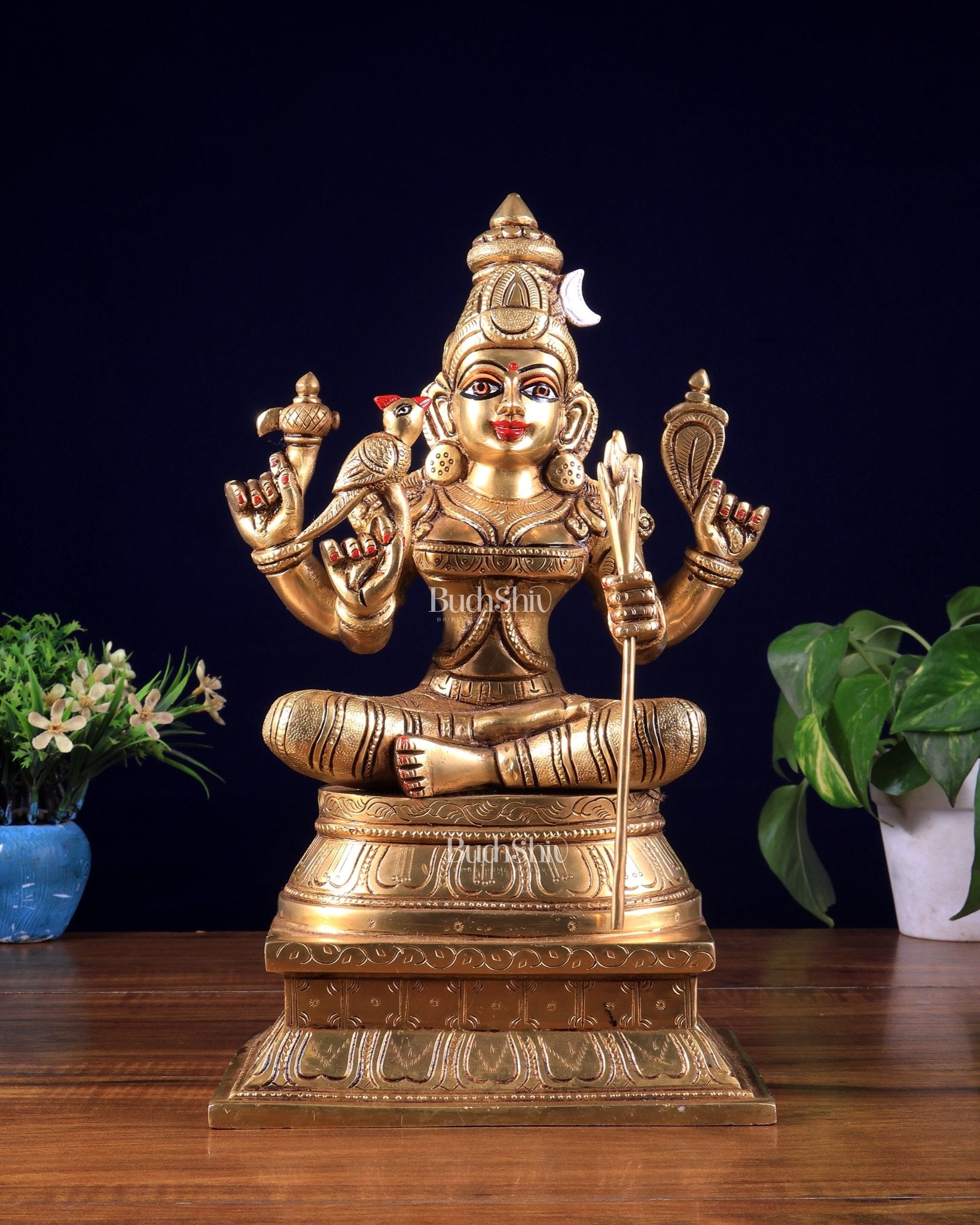 Rajarajeshwari Lalita Devi, Kamakshi, Brass idol 12" - Budhshiv.com