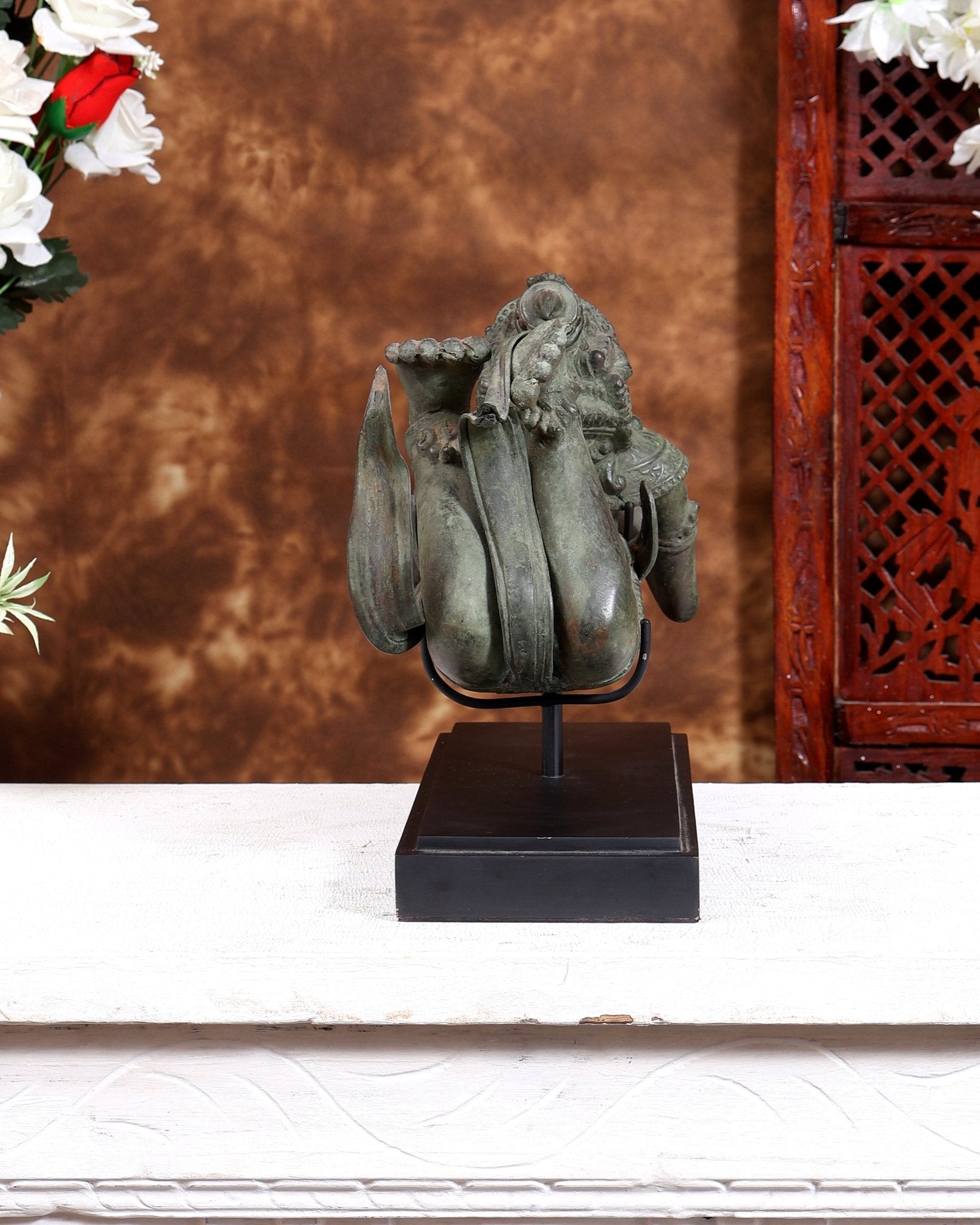 Rare Balinese Bronze Lord Shiva Drinking Halahal Statue – Samudra Manthan Museum Grade Artefact on Wooden & Metallic Rib Stand - Budhshiv.com