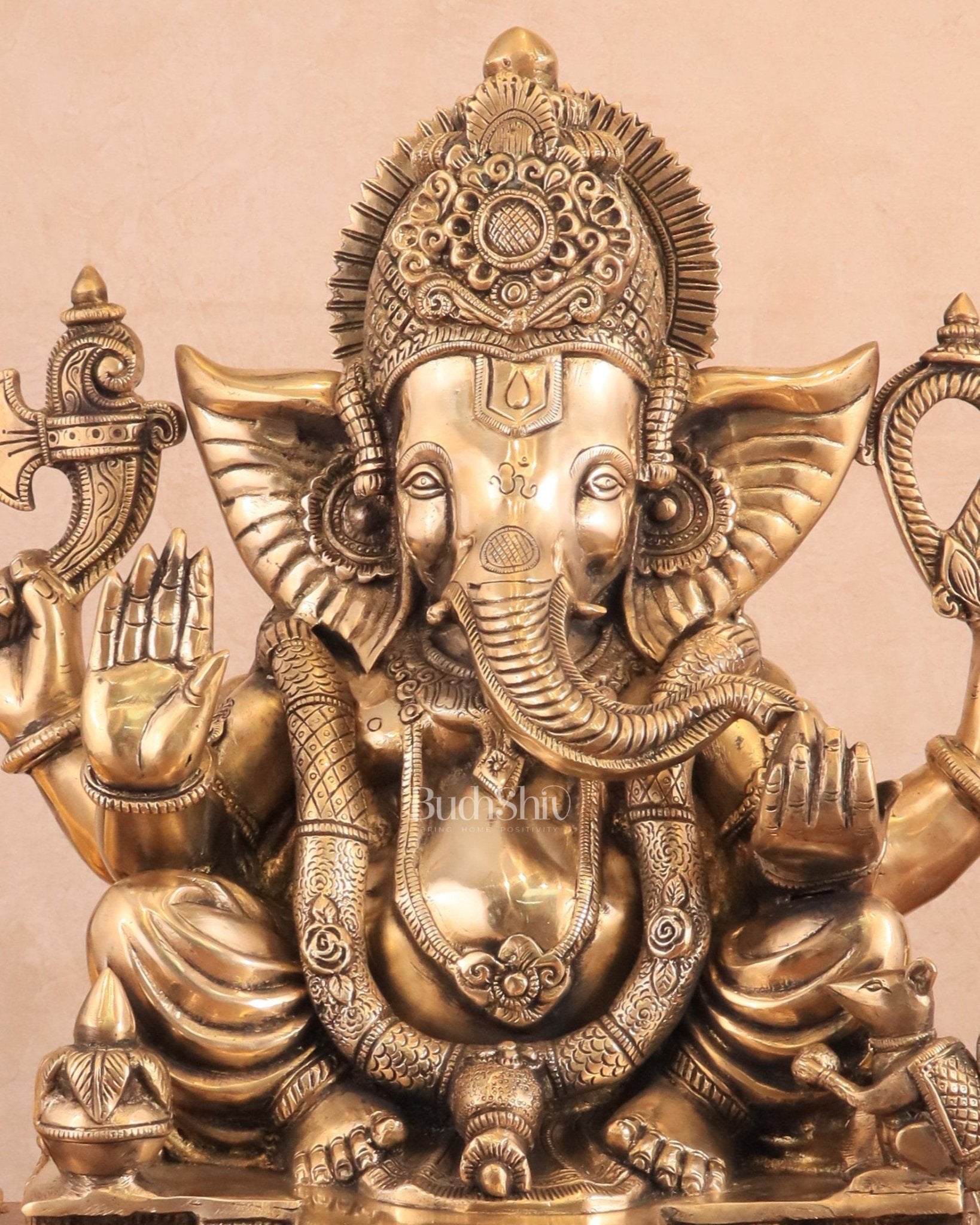 Rare Vinayaka Statue: Pure Brass with glossy Tone | 19 - Budhshiv.com